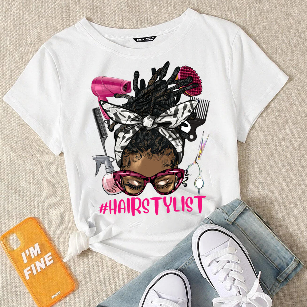 #Hairstylist Locs Pink DTF Transfer