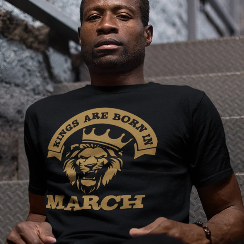 Kings Are Born in March Lion DTF Transfer