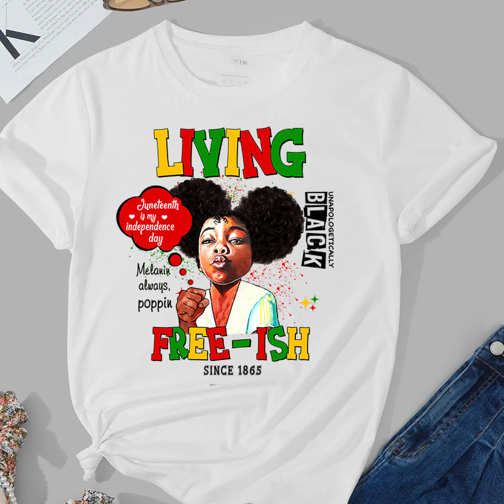 Living Freeish Little Girl DTF Transfer - puffs