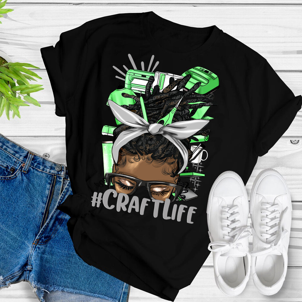 #CraftLife Messy Locs Bun Green DTF Transfer