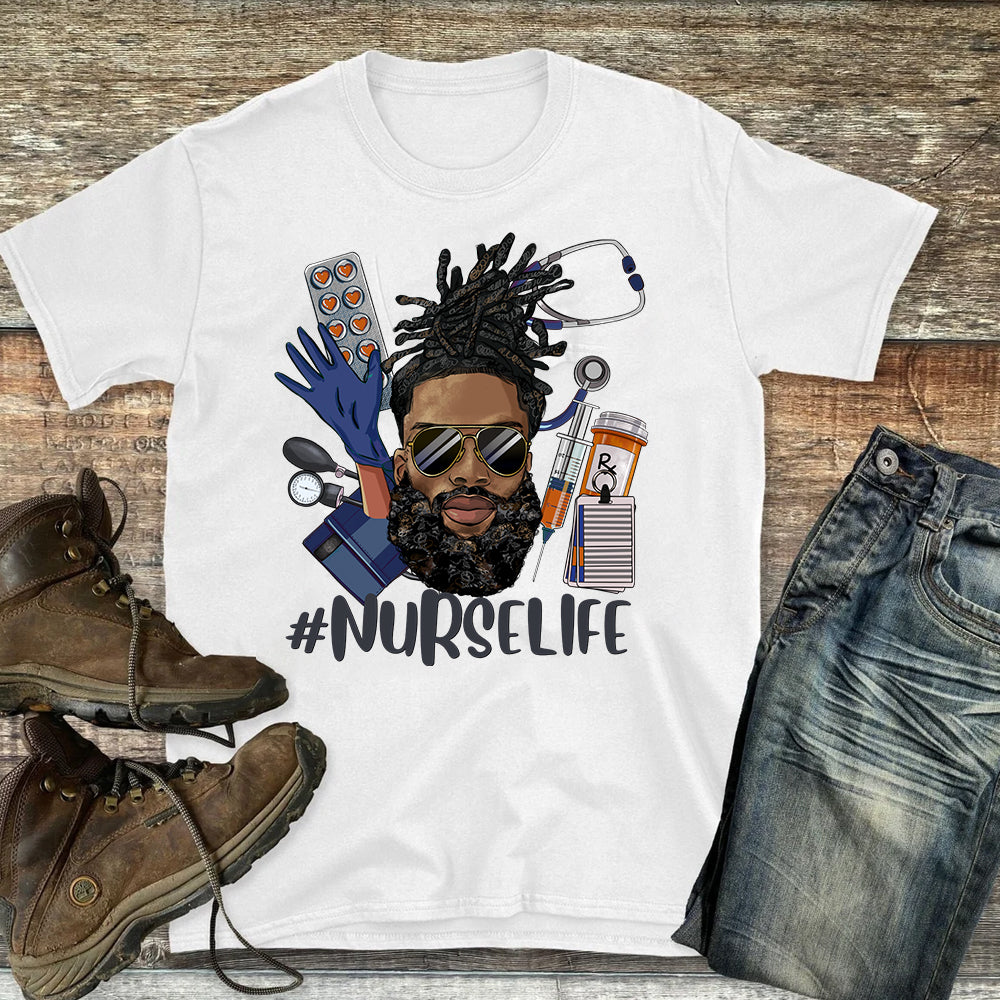 #NurseLife Male Locs Up DTF Transfer