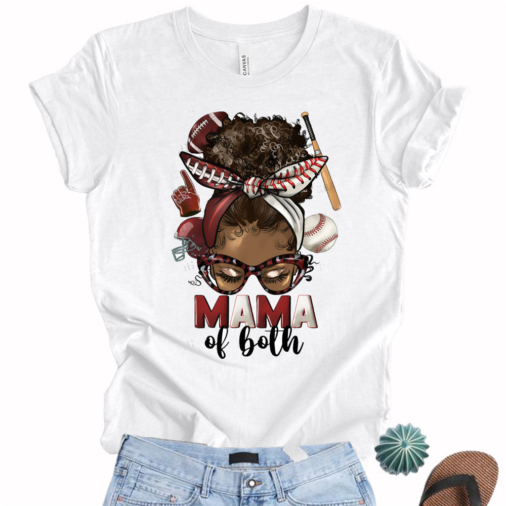 Mama of Both Football Baseball Afro Bun DTF Transfer