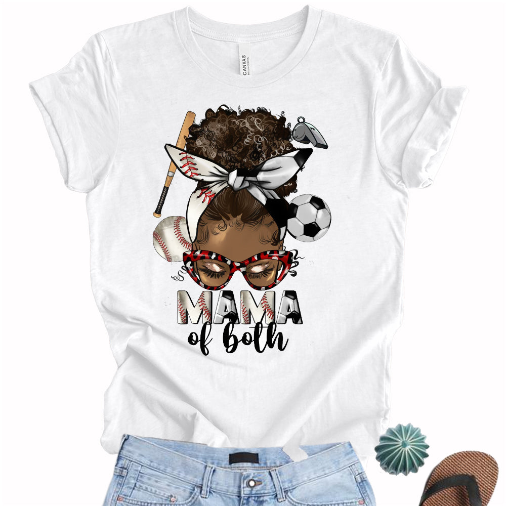 Mama of Both Soccer Baseball Afro Bun DTF Transfer