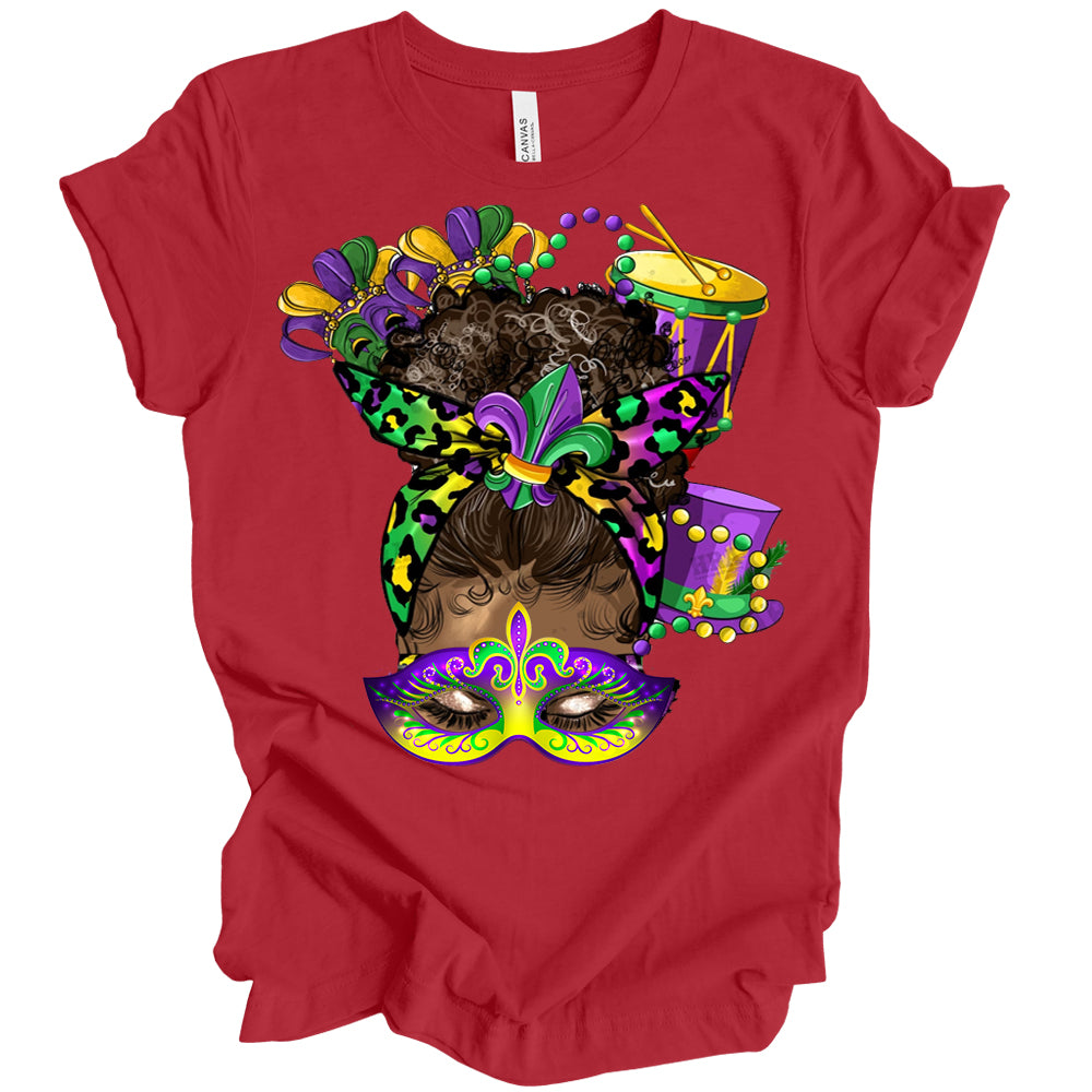 Mardi Gras Afro Messy Bun DTF Transfer