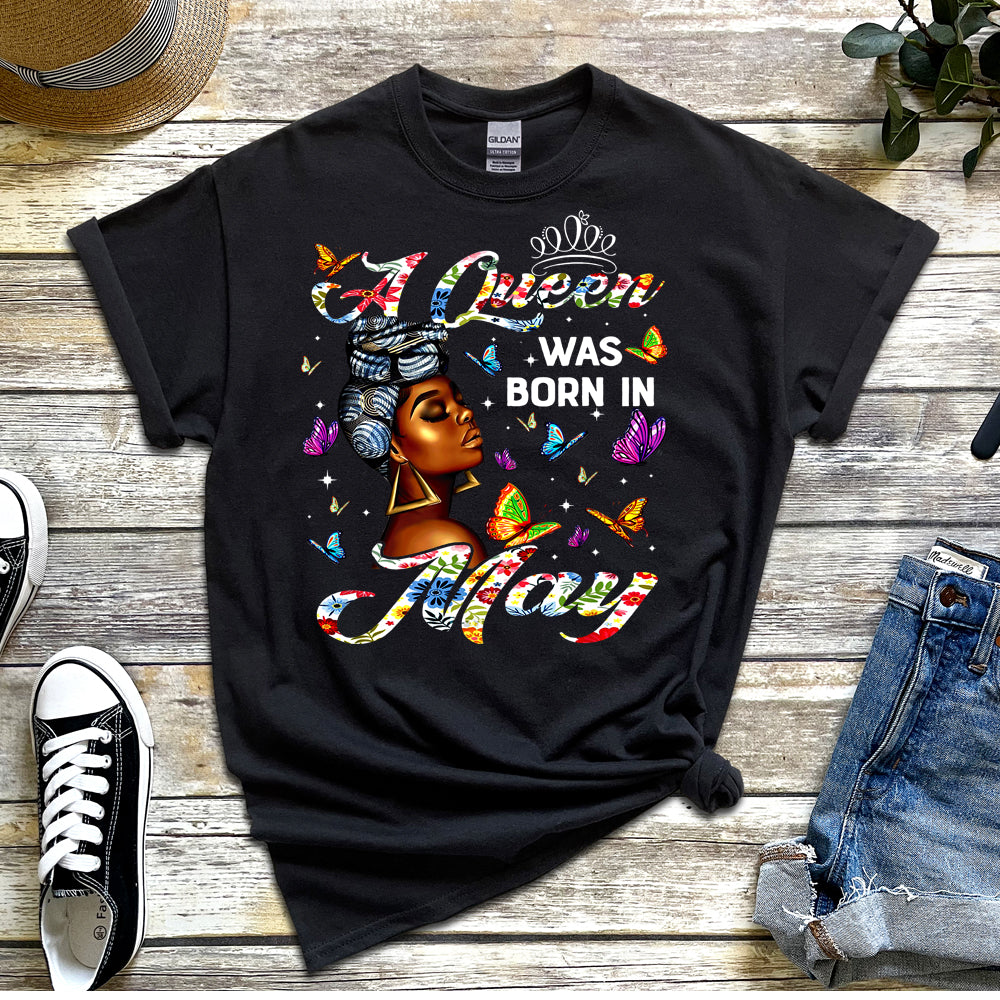 A Queen Was Born in May Floral DTF Transfer