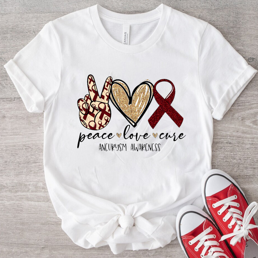 Peace Love Cure Brain Aneurysm DTF Transfer
