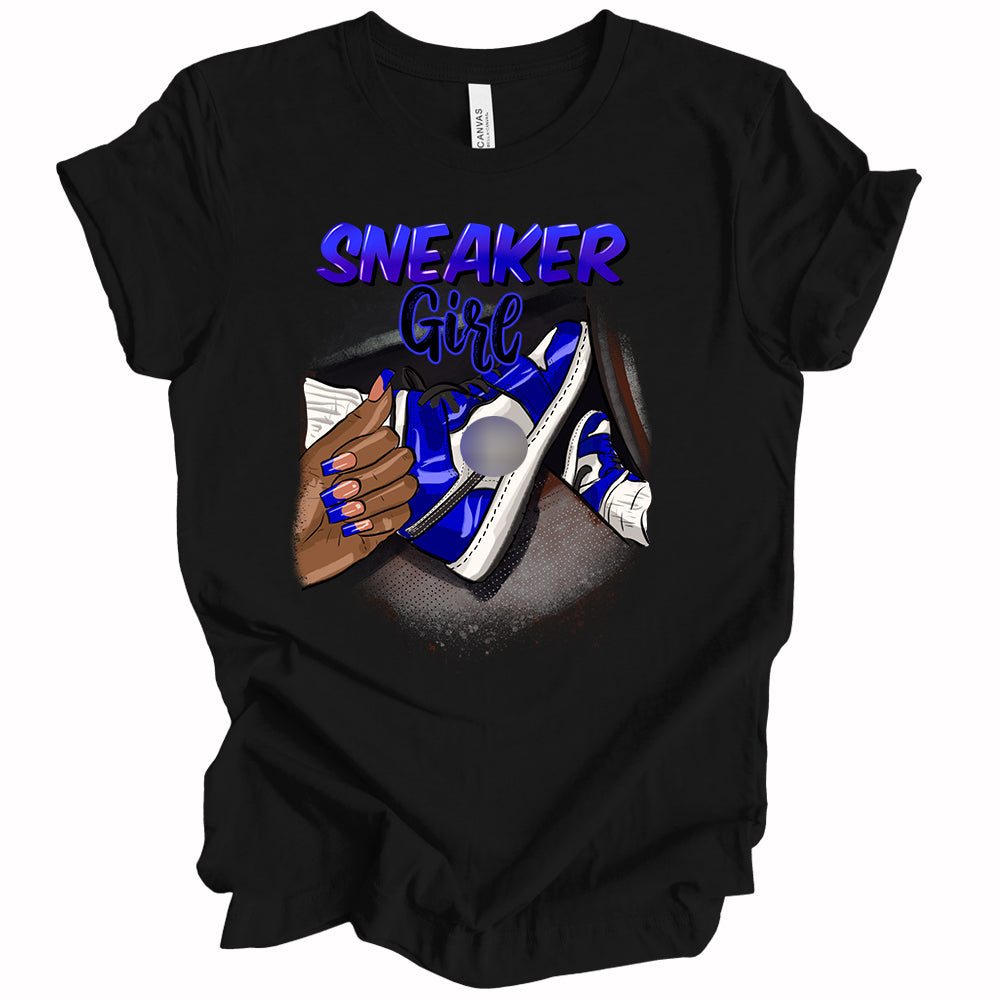 Sneaker Girl DTF Transfer - dark blue