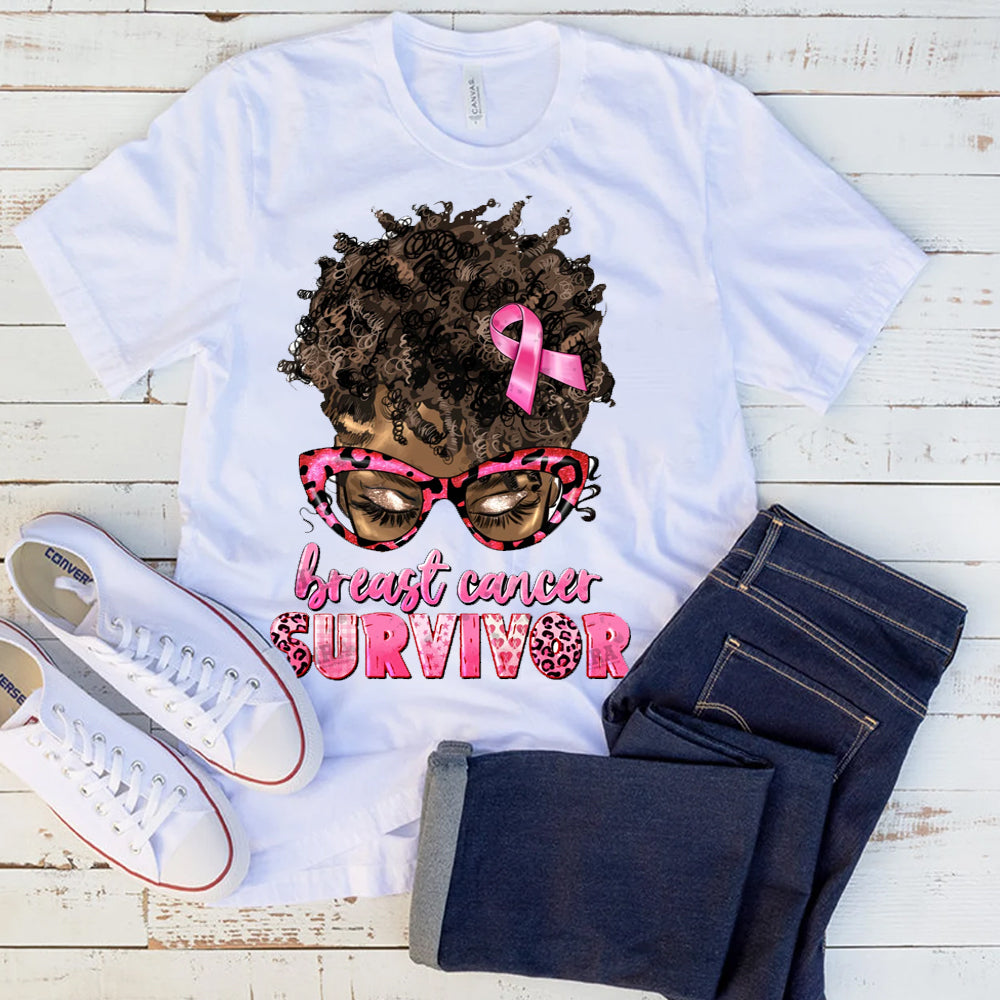 Breast Cancer Survivor Short Curly DTF Transfer
