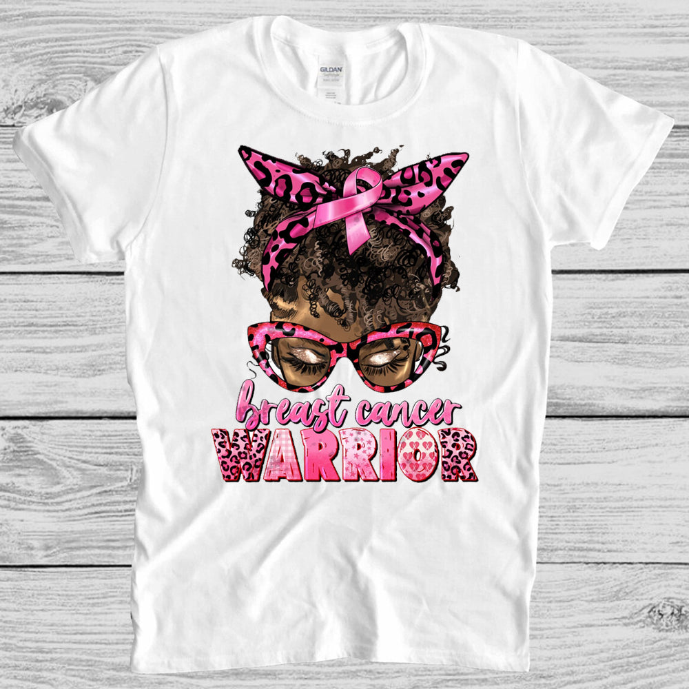 Breast Cancer Warrior Short Curly DTF Transfer