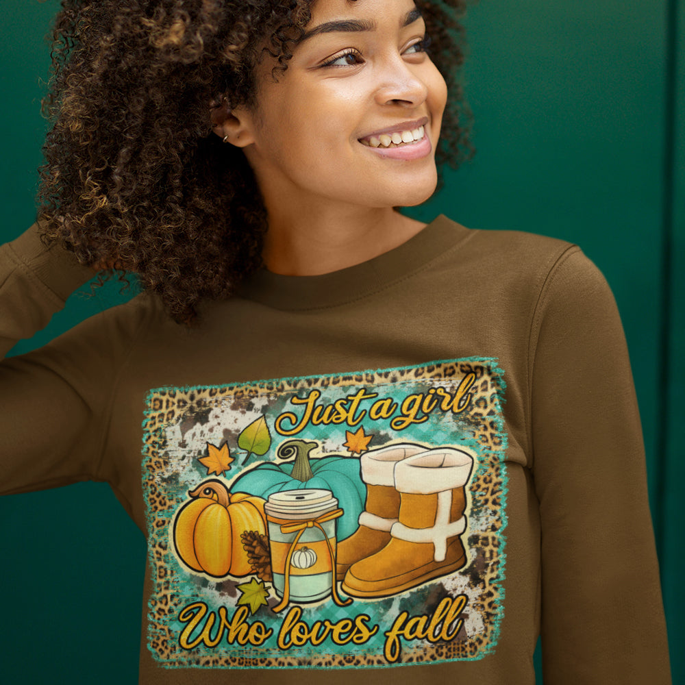 Just a Girl Who Loves Fall-Boots DTF Transfer