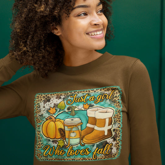 Just a Girl Who Loves Fall-Boots DTF Transfer