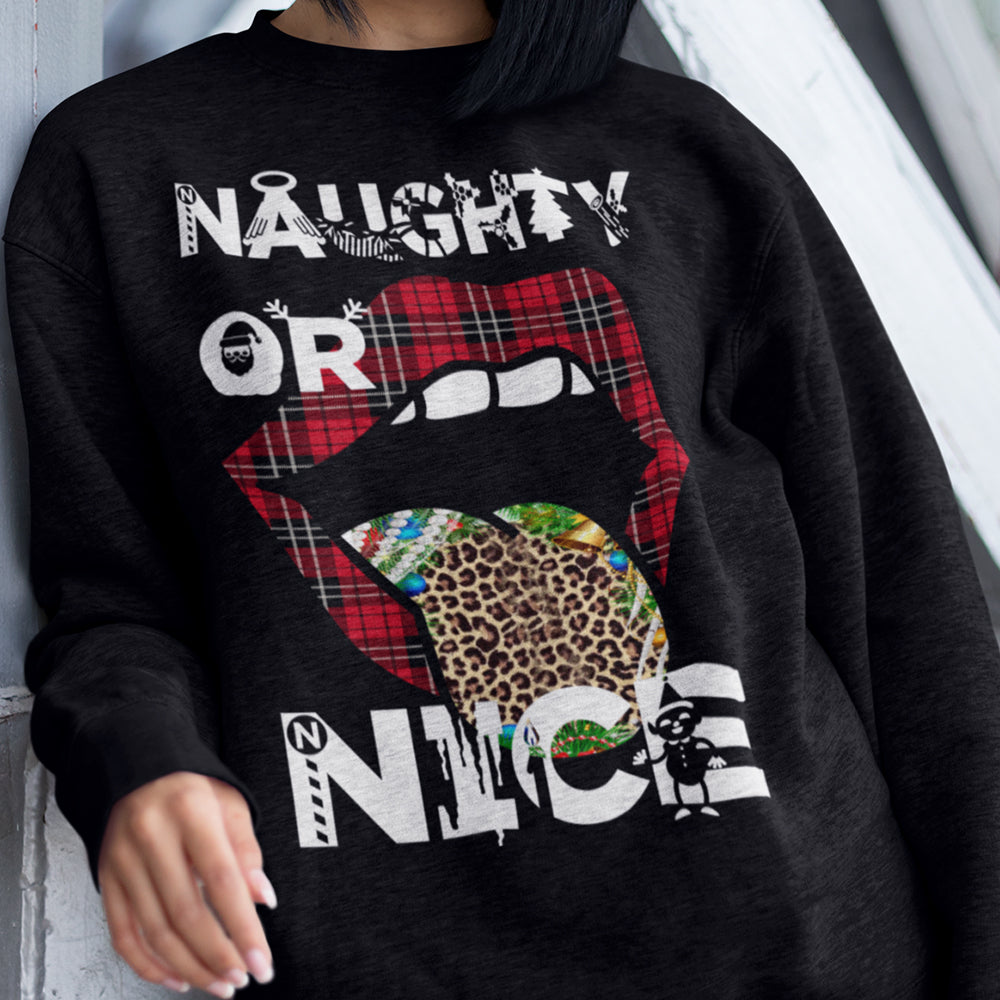 Naughty or Nice Plaid Tongue DTF Transfer