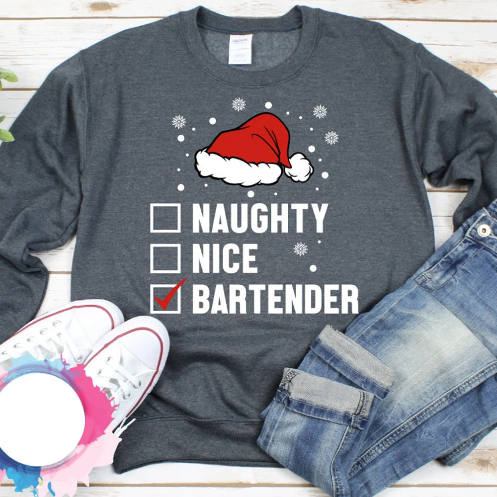 Nice Naughty Bartender DTF Transfer