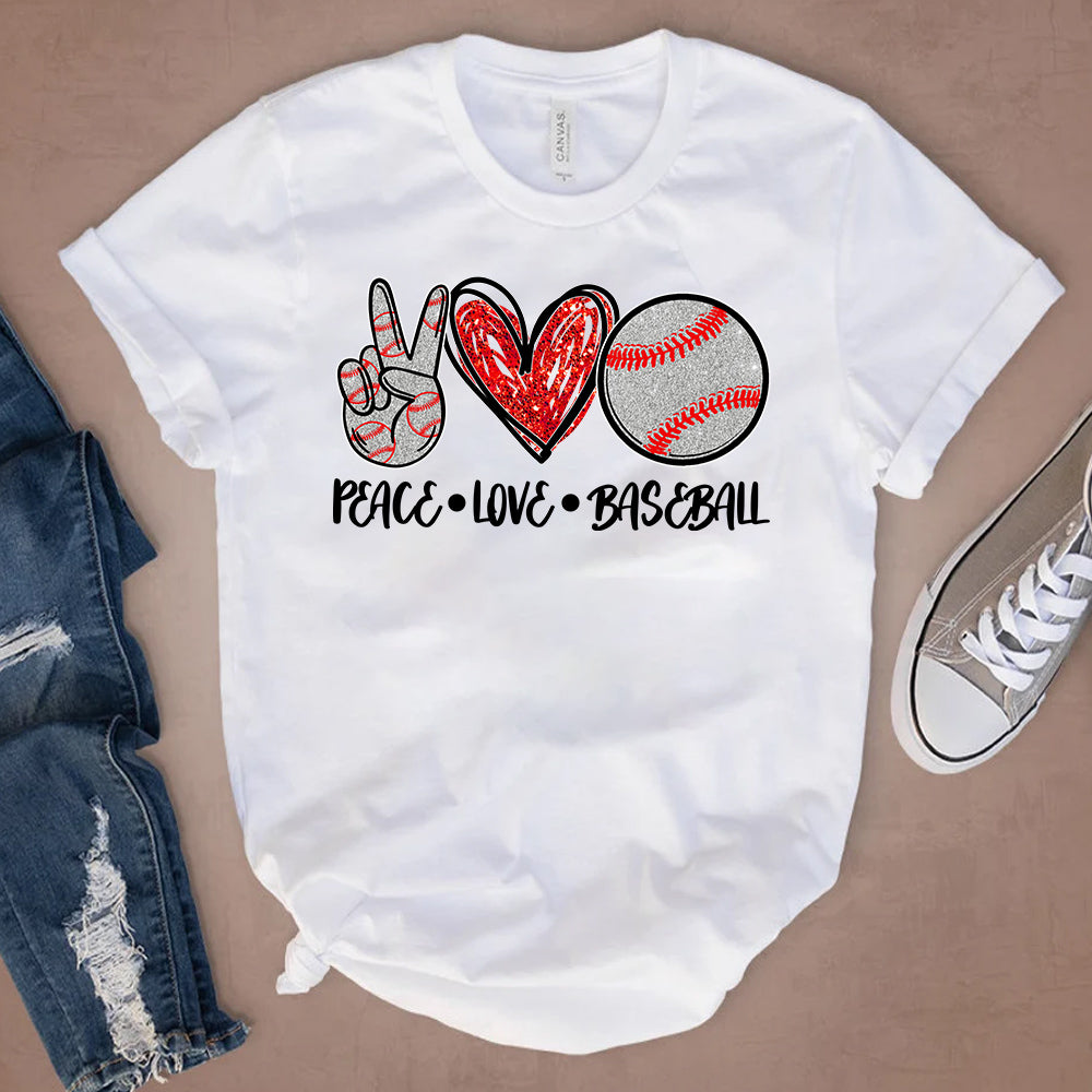 Peace Love Baseball DTF Transfer