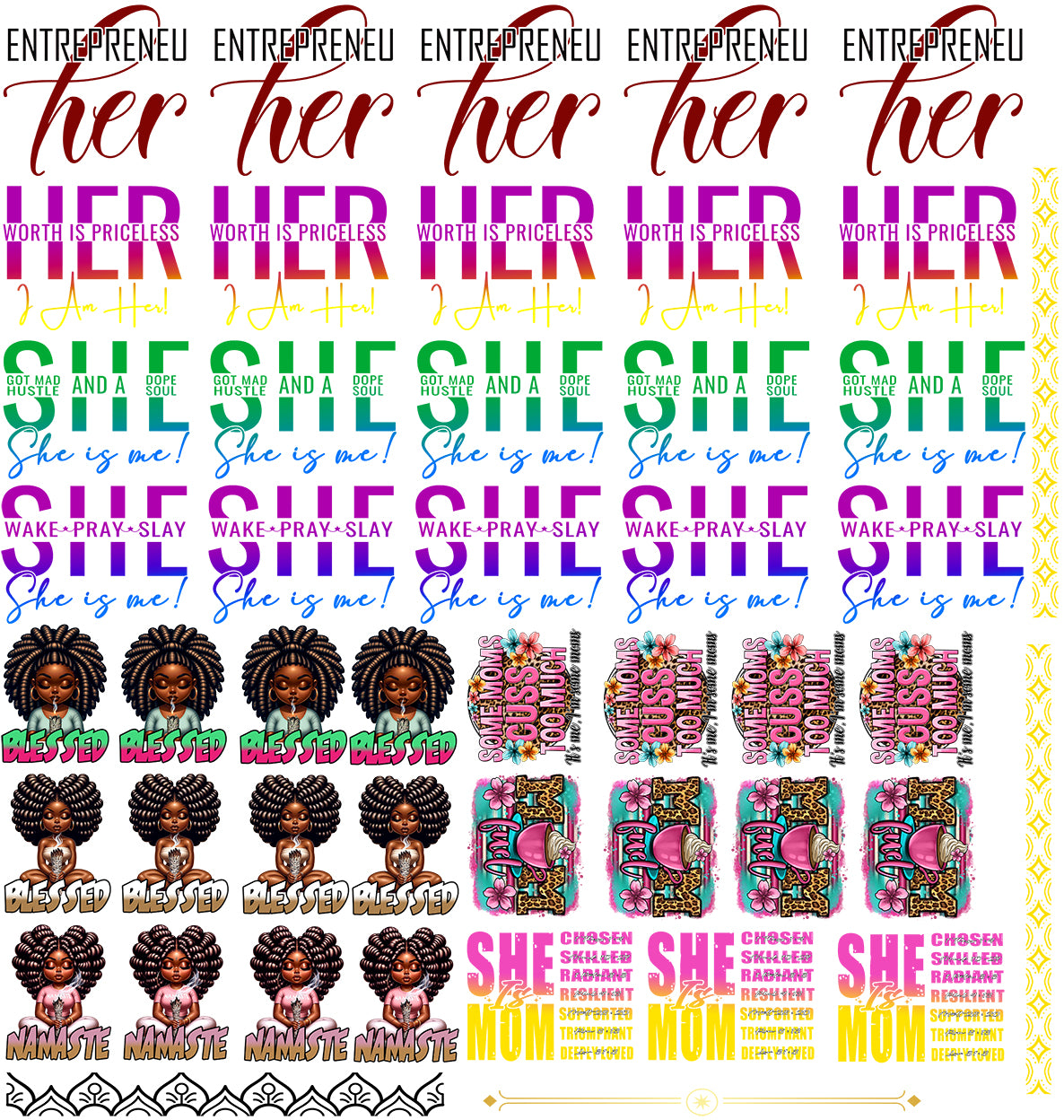 She Sticker SHE UV DTF Stickers Ready To Ship - 22.8x24 Gang Sheet – dtftransfers247