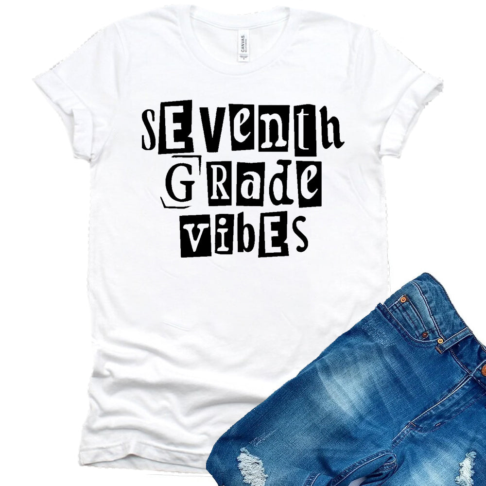 7th Grade Vibes DTF Transfer - black