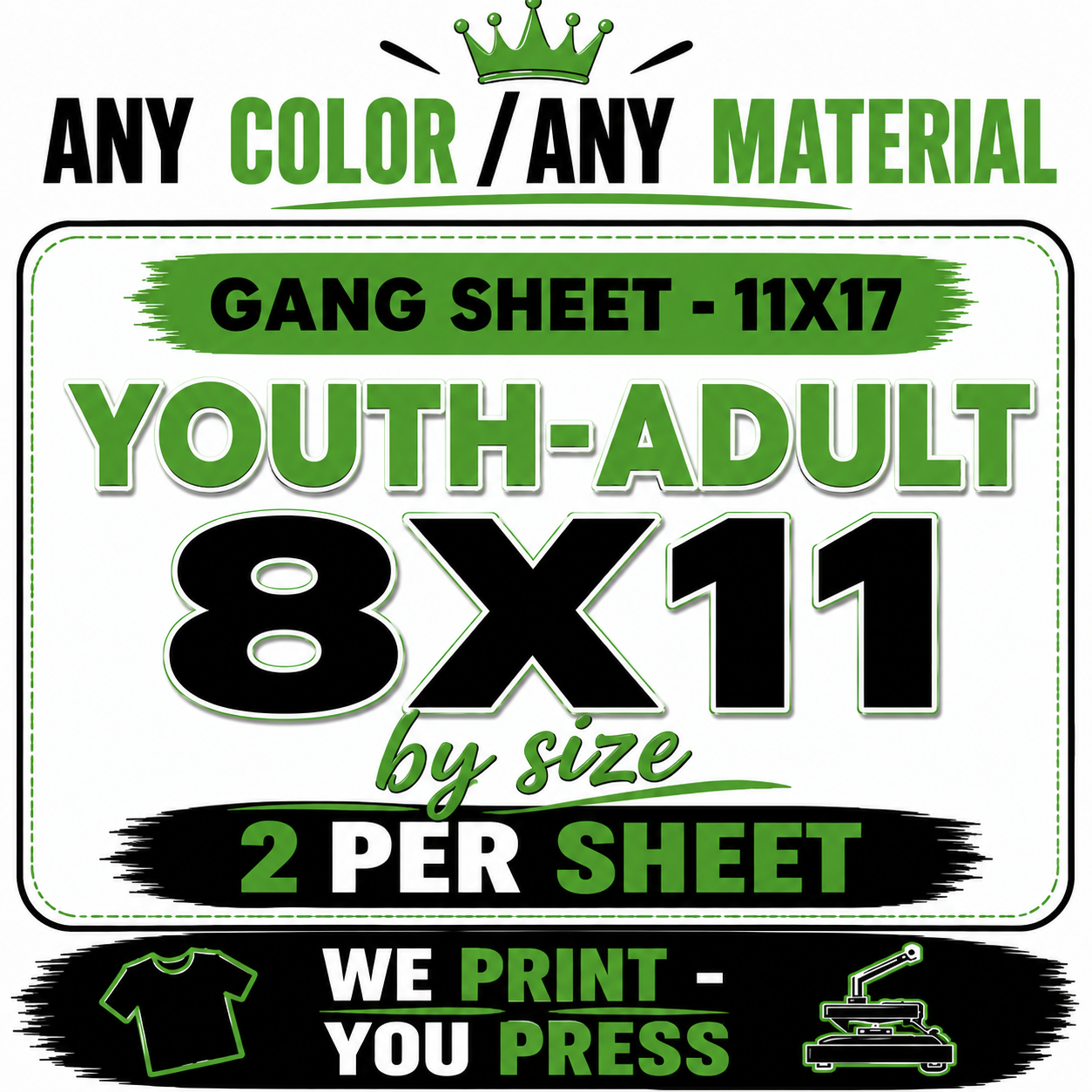 Custom Youth-Adult Small DTF Transfer - 8x11
