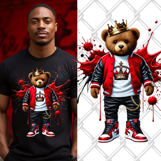 Red Black Hip Hop Bear DTF Transfer