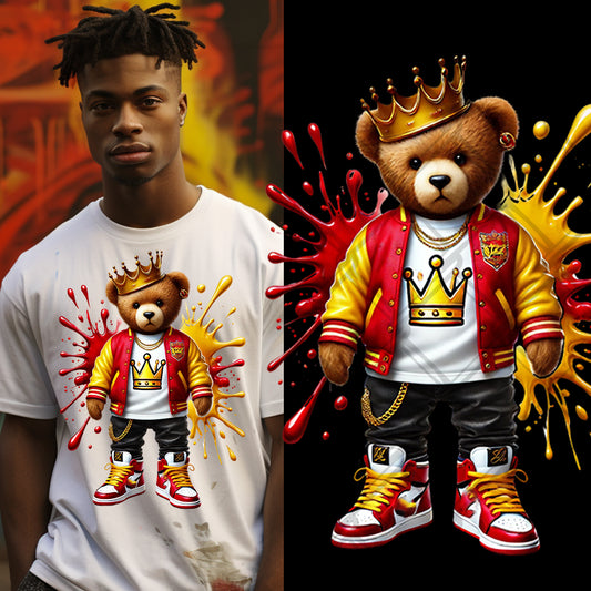 Red Yellow Hip Hop Bear DTF Transfer