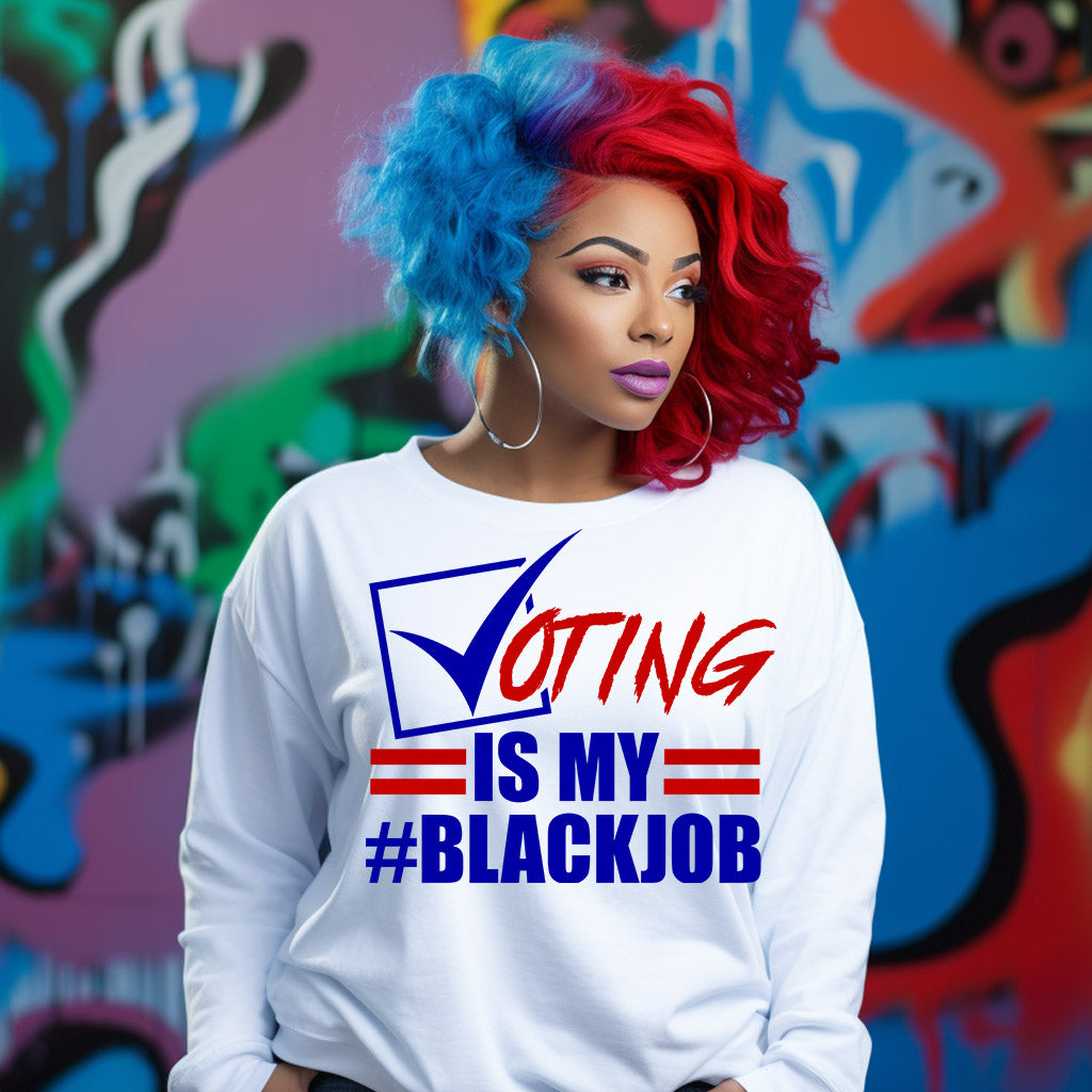 Voting is My Black Job DTF Transfer - red blue letters