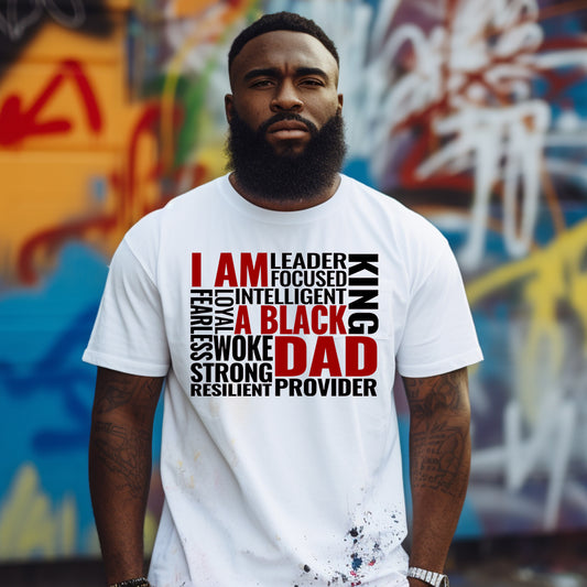 I am A Black Dad Words DTF Transfer