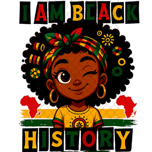 I Am Black History Little Girl DTF Transfer