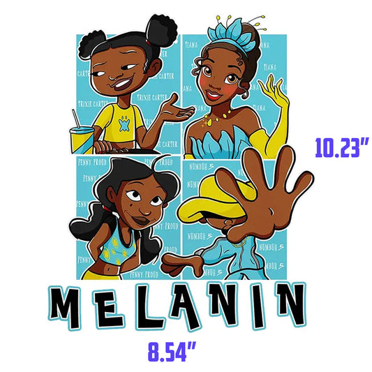 Melanin Princess DTF Transfer - light blue