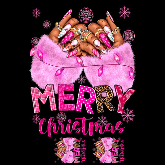 Merry Christmas Pink Nails