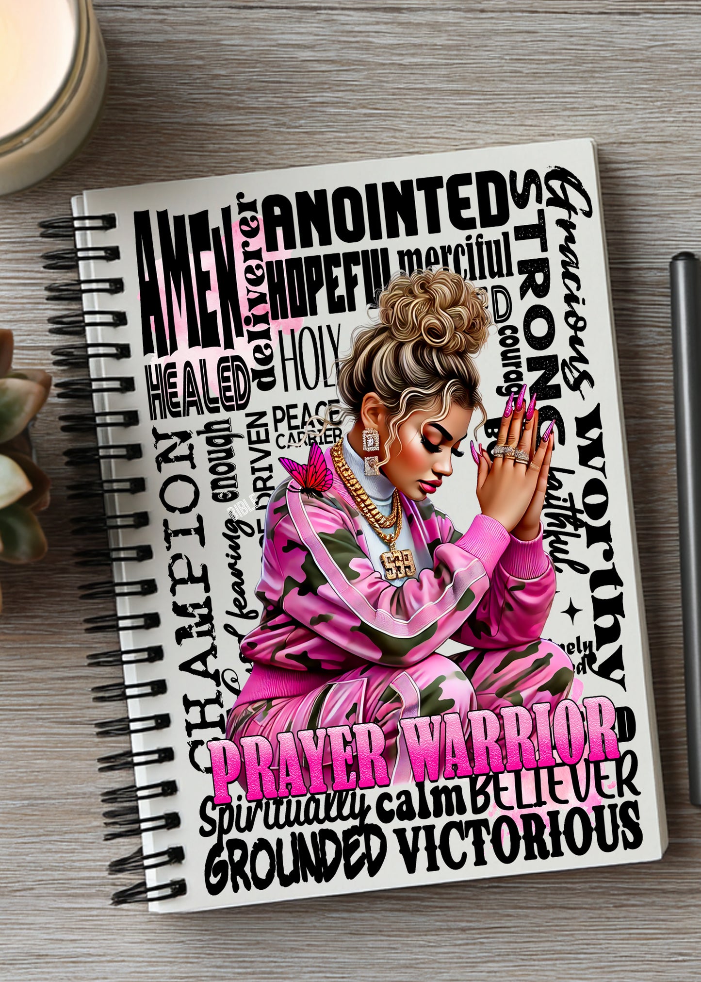 Pink Camo Prayer Journal UV DTF Sticker