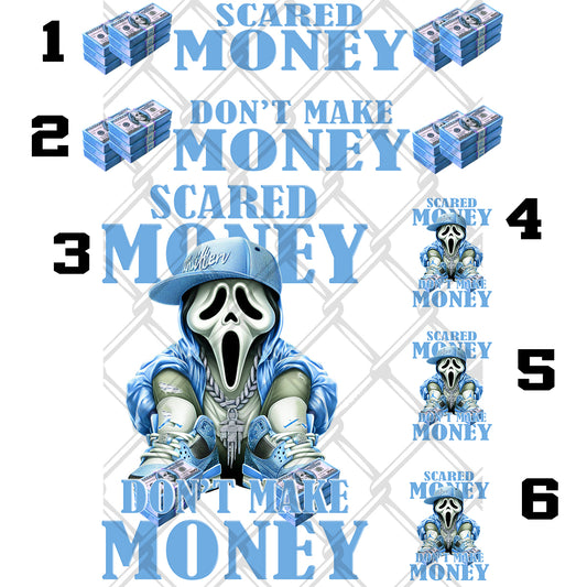 Scared Money Ghost Light Blue DTF Transfer Kit