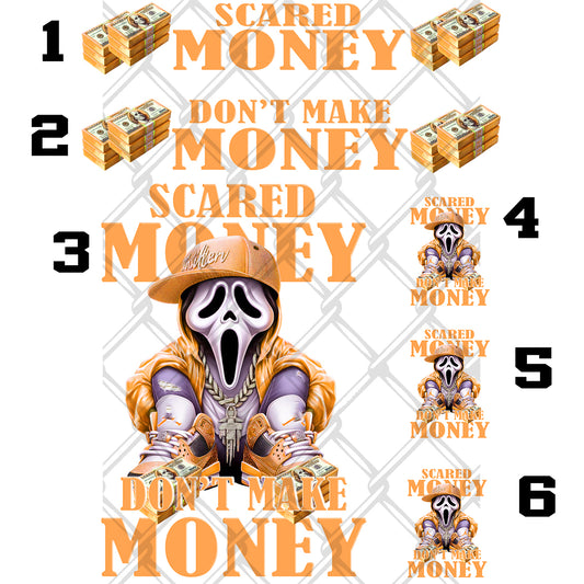 Scared Money Ghost Orange DTF Transfer Kit