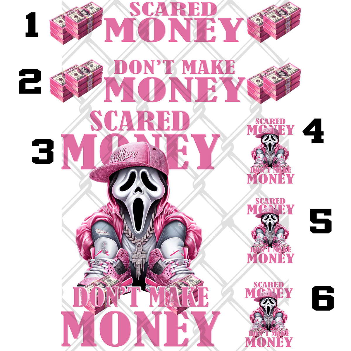 Scared Money Ghost Pink DTF Transfer Kit