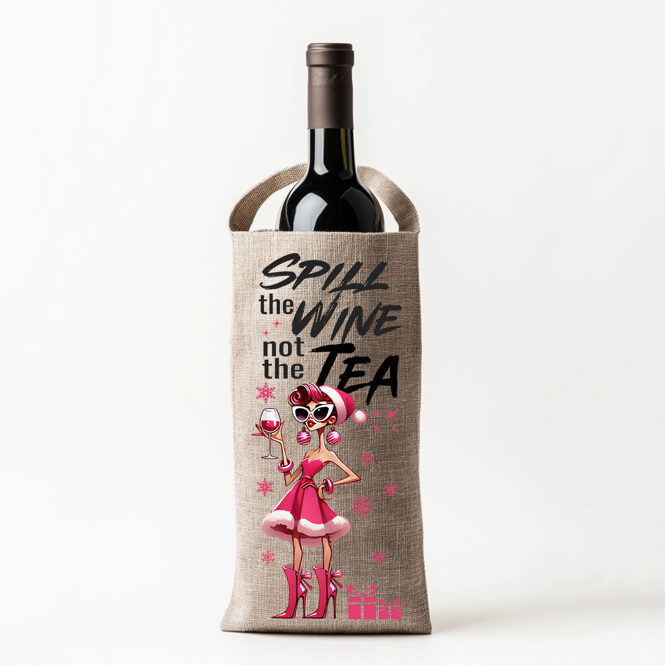 Xmas Wine Gift Bag DTF Transfer