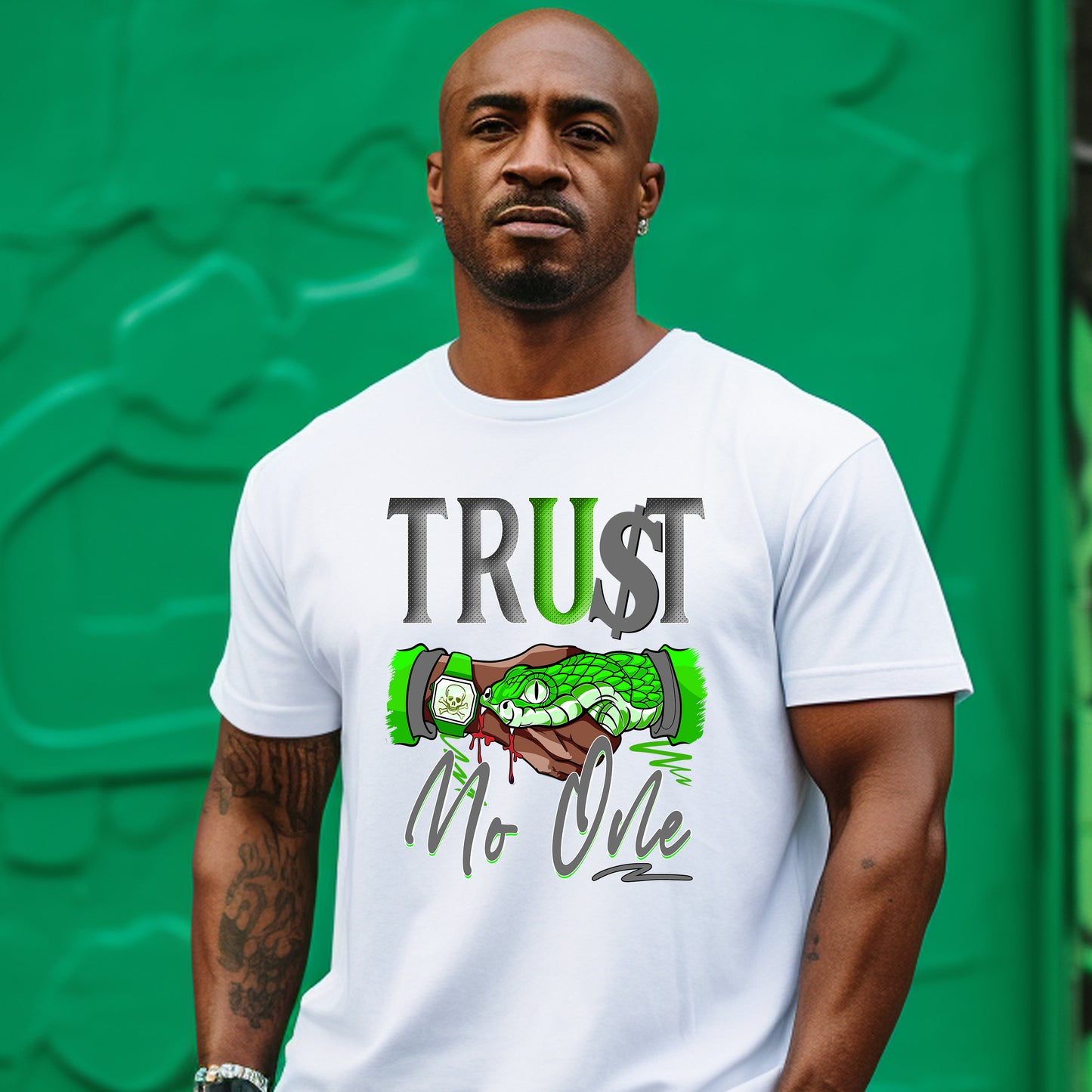Trust No One Green Snake DTF Transfer