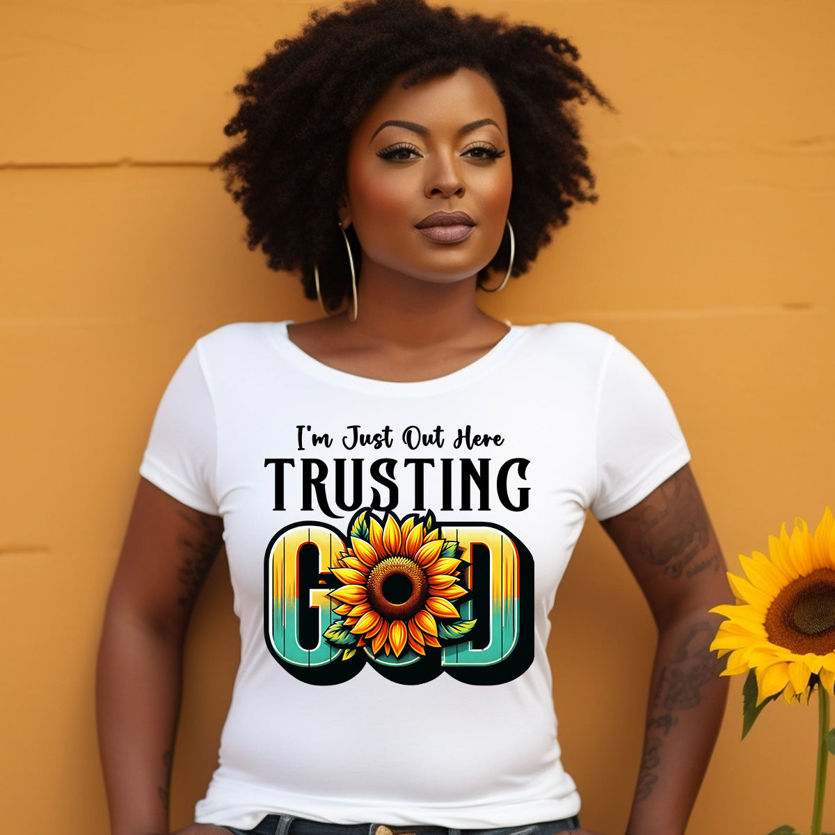 Trusting God Sunflower DTF Transfer