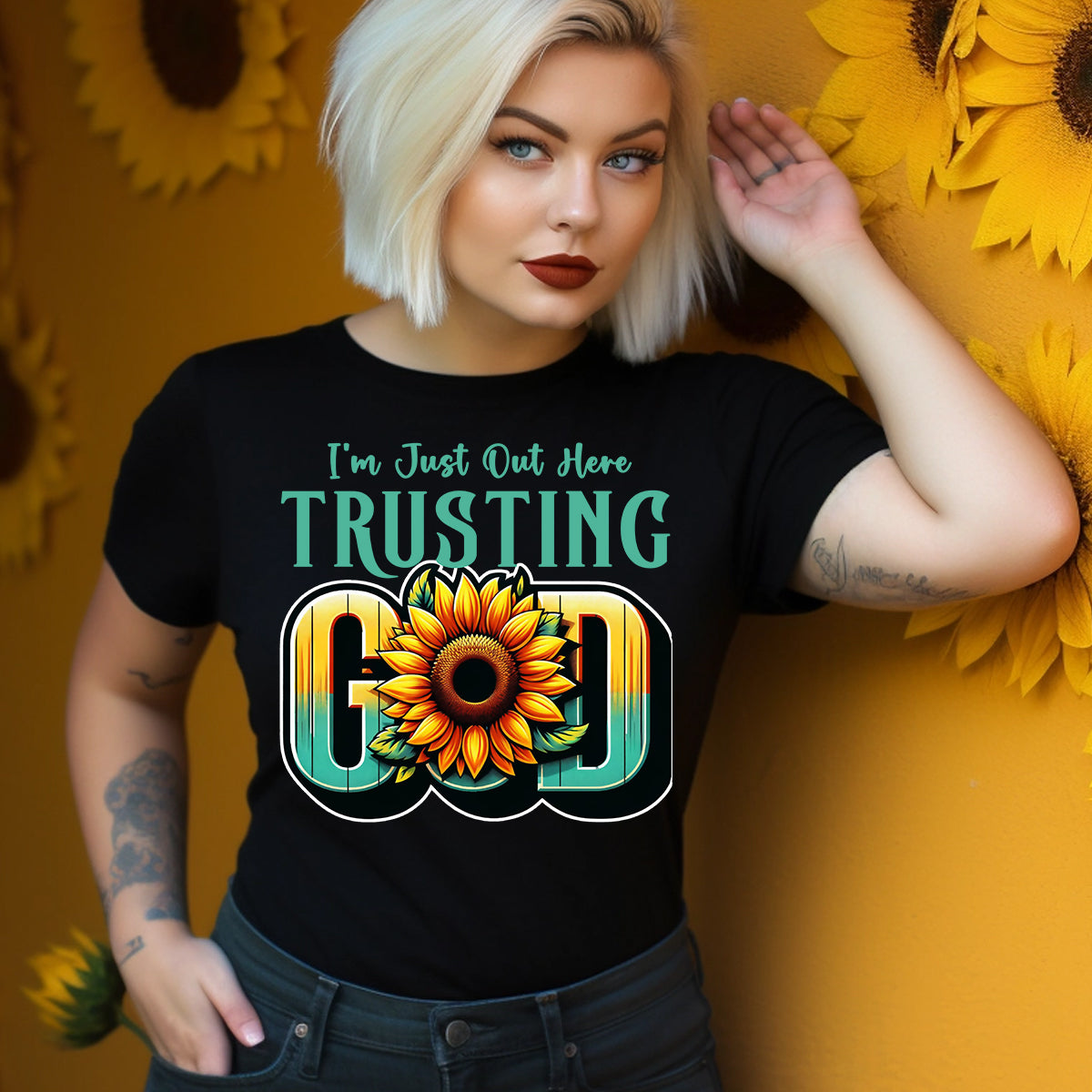 Trusting God Sunflower DTF Transfer