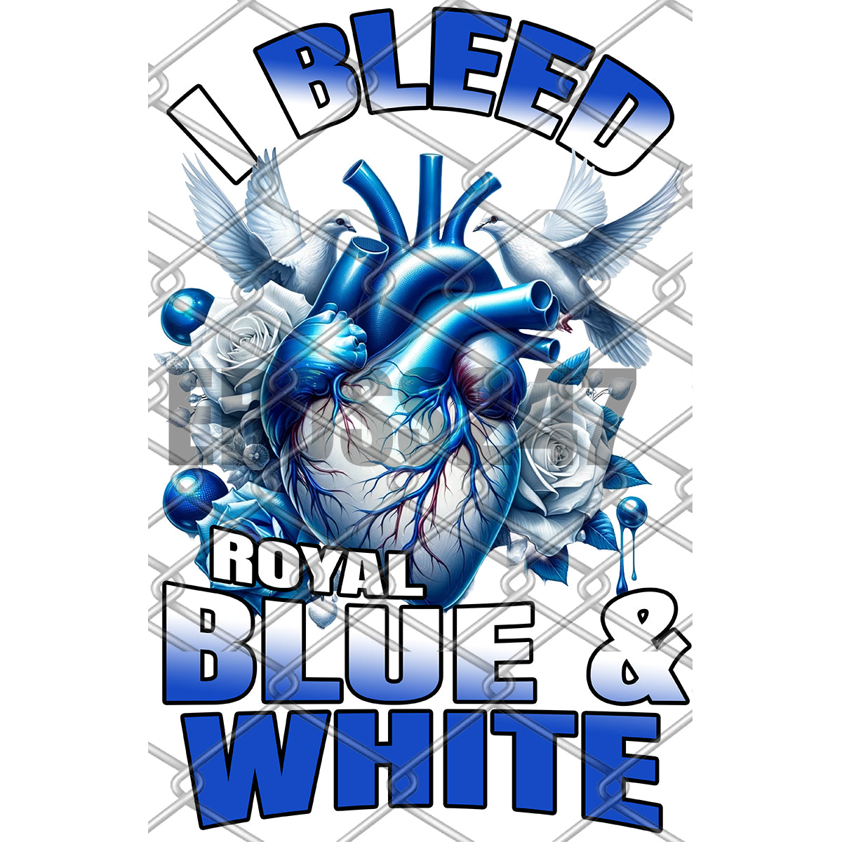 I Bleed Blue and White ZPB DTF Transfer