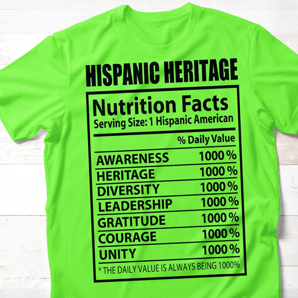 Hispanic Heritage Nutrition Facts DTF Transfer