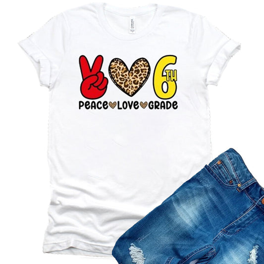 Peace Love 6th Grade DTF Transfer