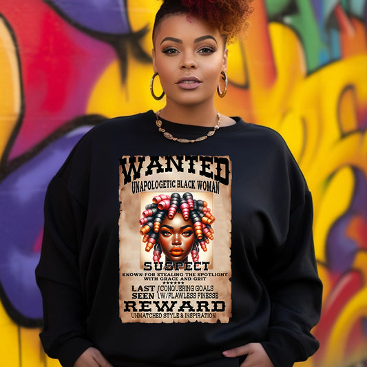 Wanted Unapologetic Black Woman Coils DTF Transfer
