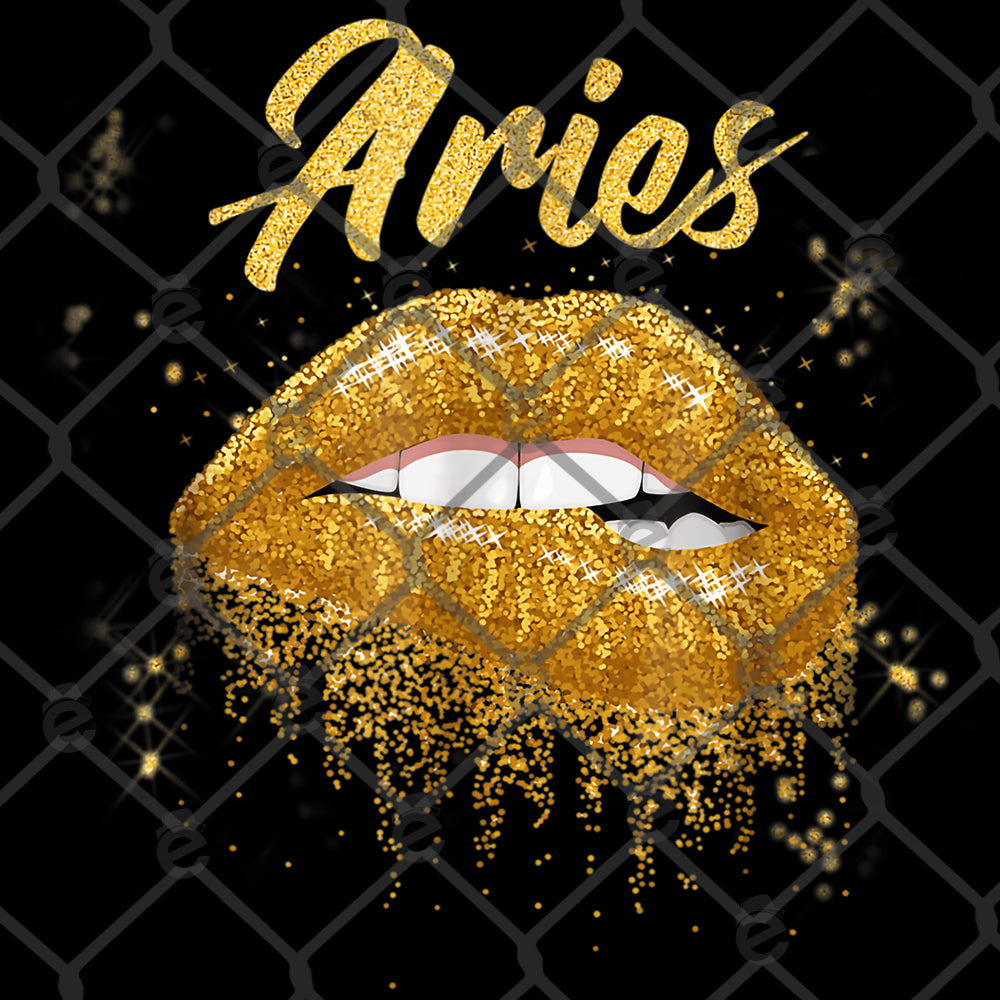 Aries Glitter Lips DTF Transfer