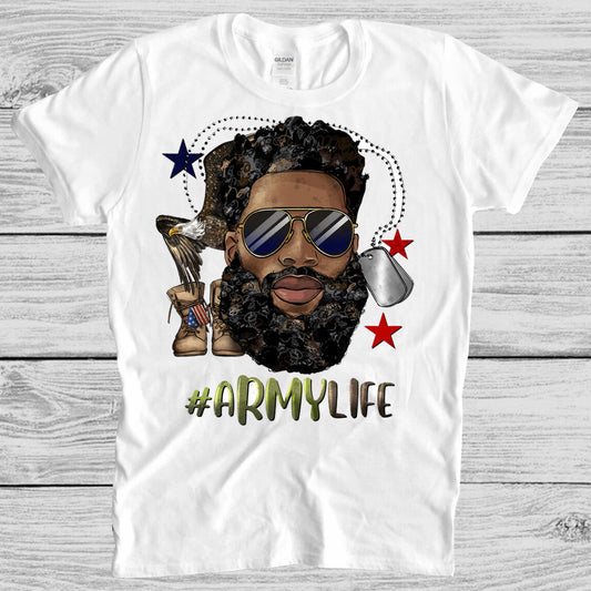 #ArmyLife Black Man DTF Transfer