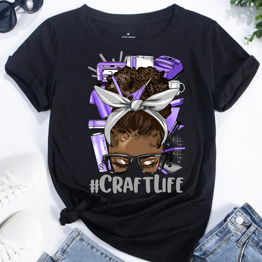 #CraftLife Messy Afro Bun Purple DTF Transfer
