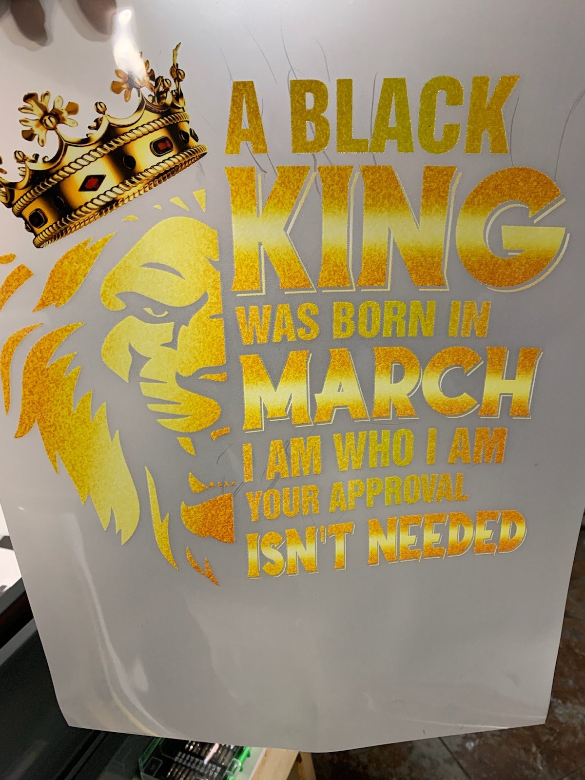 Black King Lion March DTF Transfer