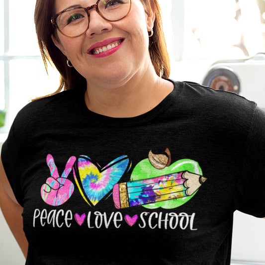 Peace Love School Tie Dye DTF Transfer