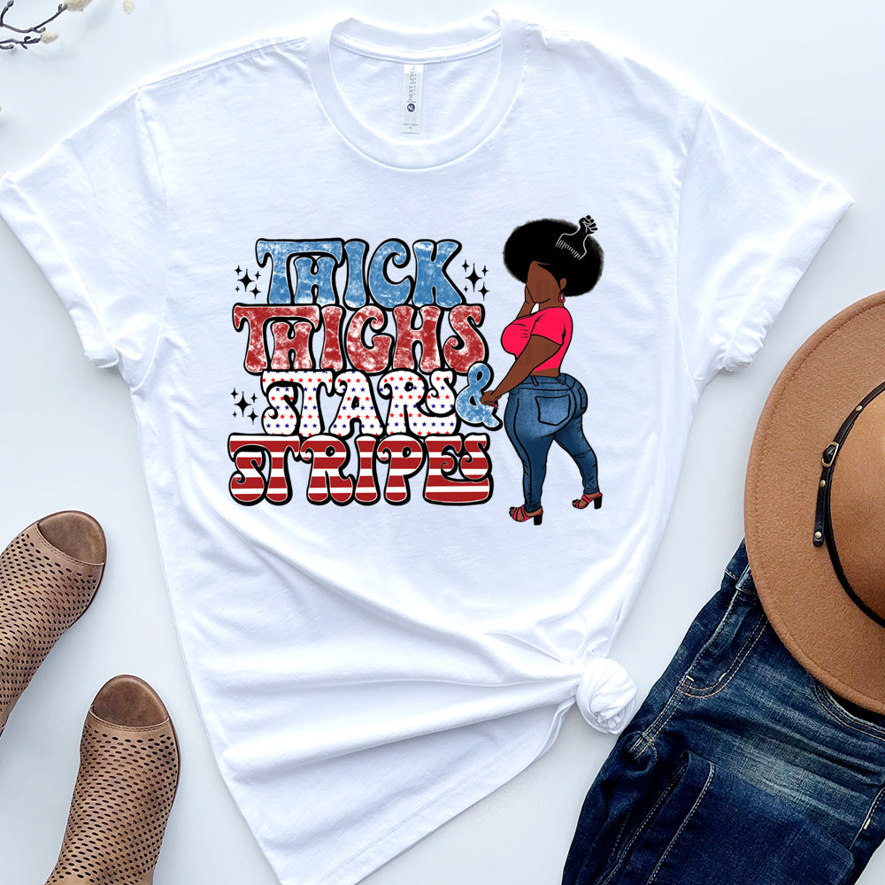 Thick Thighs Stars Stripes DTF Transfer